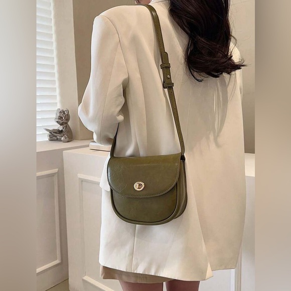 NWOT Vintage Style Twist Lock Closure Crossbody Shoulder Bag in Green - Picture 10 of 10